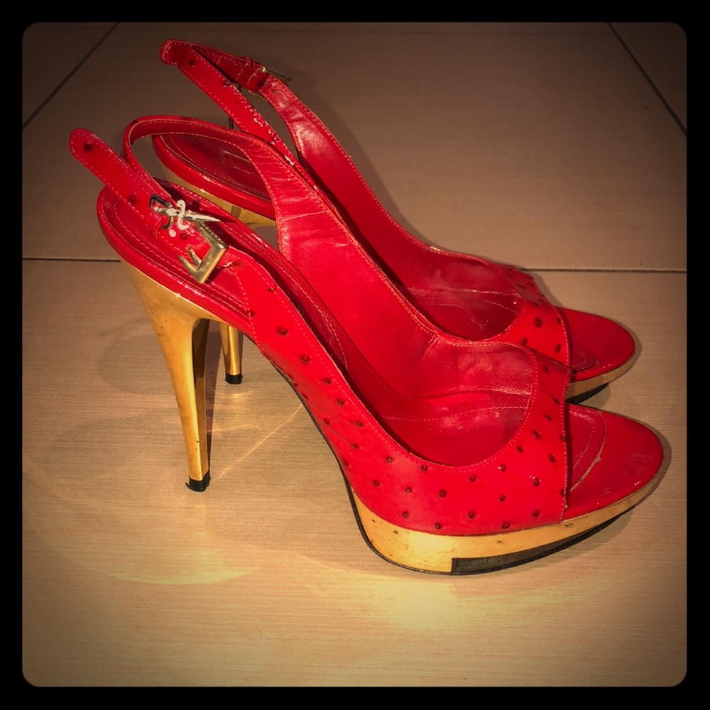 Cesare Paciotti Red with Gold Heel